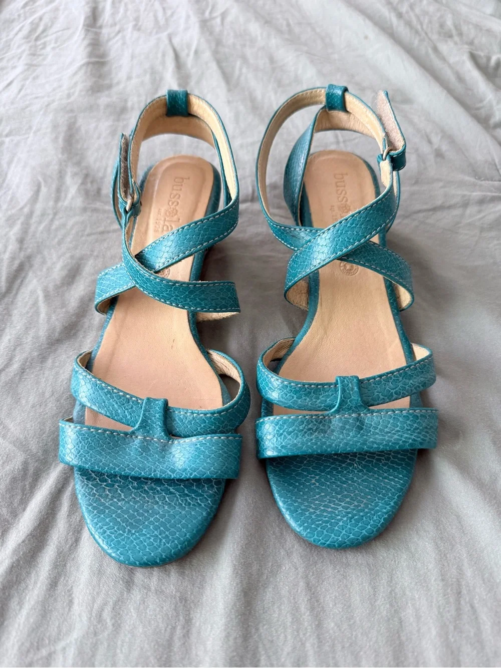 bussola Turquoise Cross-Strap Sandal